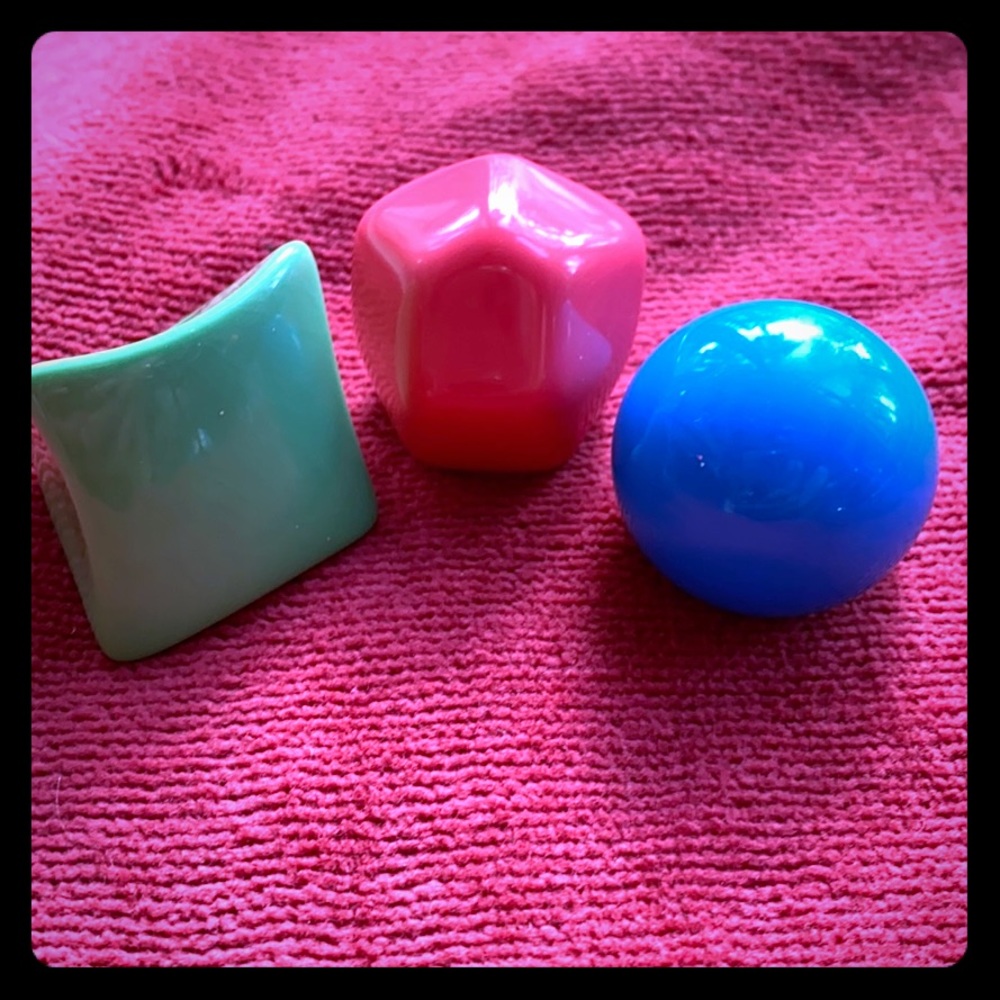 Set of 3 gem geometric rings girl party favors New